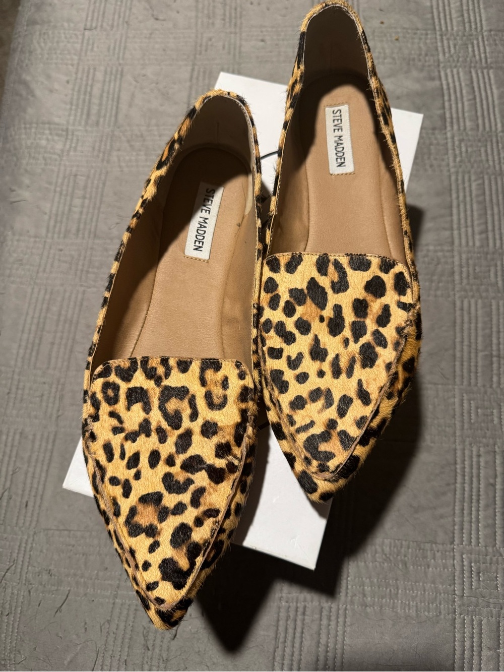 Steve Madden Leopard Print Pointed Toe Flats - Tan and Black